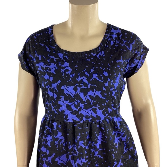 Gap Factory Black Blue Fit and Flare Mini Dress Short Sleeve Side Zip L - Picture 2 of 7